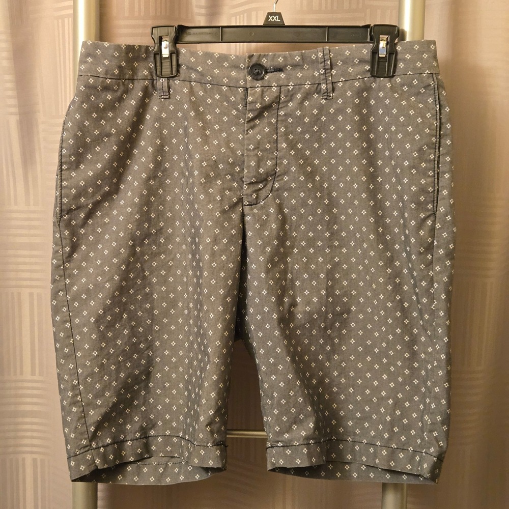Original Penguin Mens Size 32 Chino Shorts Gray Geometric Diamond Print Cotton
